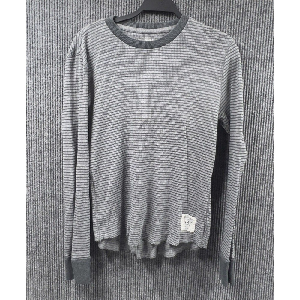 Aeropostale Shirt Mens XS Gray Striped Crew‎ Neck Sweater Pullover Casual